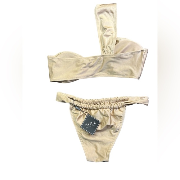 ZAFUL women’s gold one shoulder bikini swim set size L NWT - Picture 10 of 14